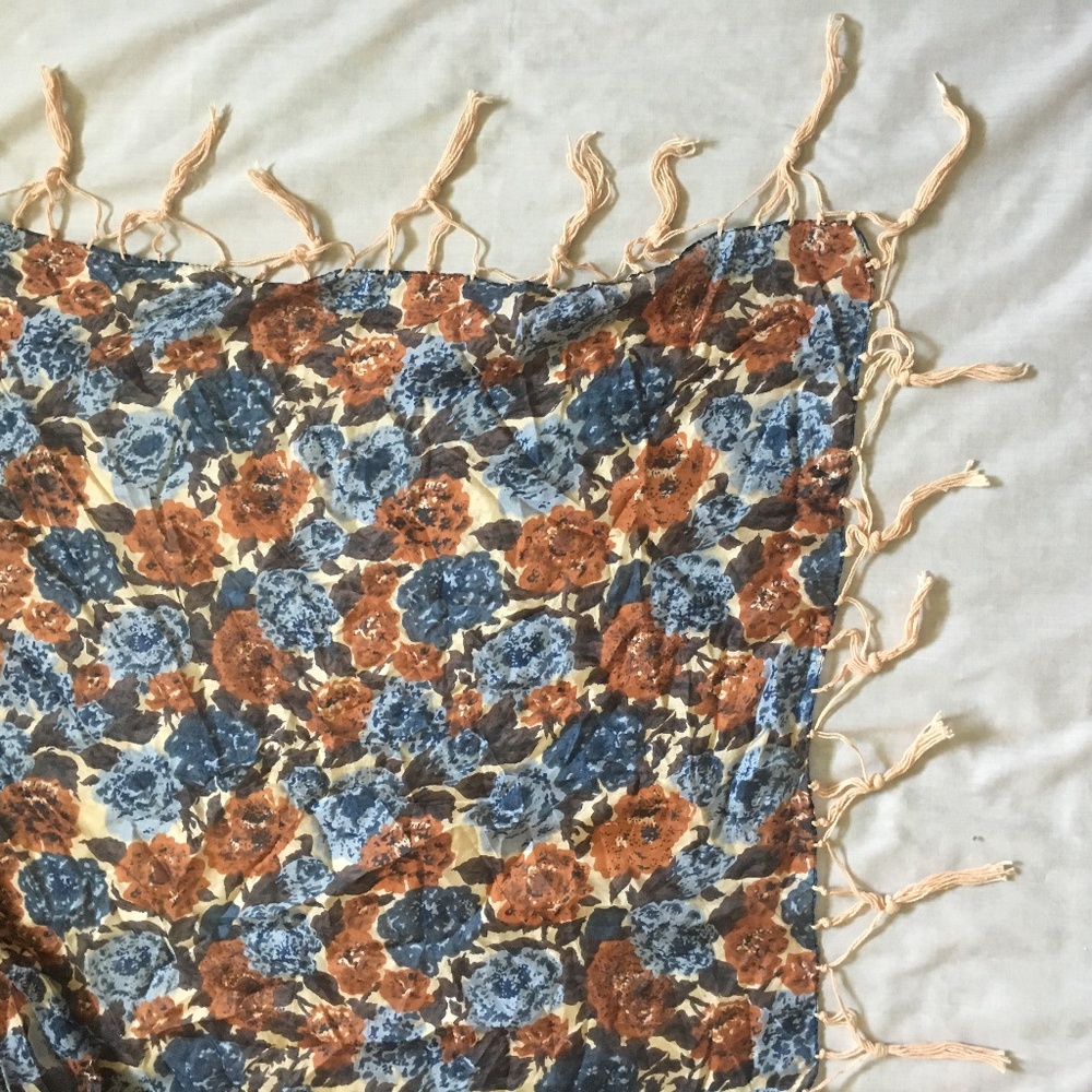 Urban Outfitters floral scarf with tassels